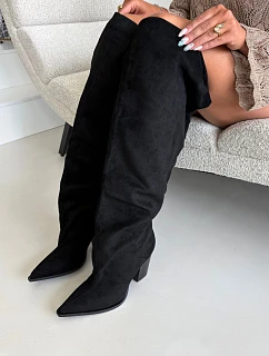 Dámské kozačky na podpatku s černé model 22313555 - Boto