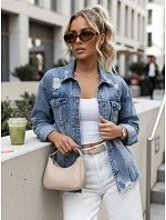 Dámska džínsová bunda s odrením modrá FashionStreet TY5687 Dámska džínsová bunda s odrením modrá FashionStreet TY5687