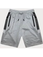 Světle šedé pánské kraťasy s vsadkami model 18598129 - J.STYLE Světle šedé pánské kraťasy s vsadkami model 18598129 - J.STYLE