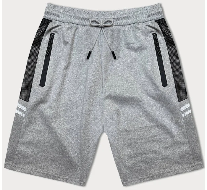 Světle šedé pánské kraťasy s vsadkami model 18598129 - J.STYLE Světle šedé pánské kraťasy s vsadkami model 18598129 - J.STYLE