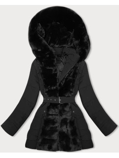 Čierna dámska zimná bunda s kožušinou J Style (11Z8096)