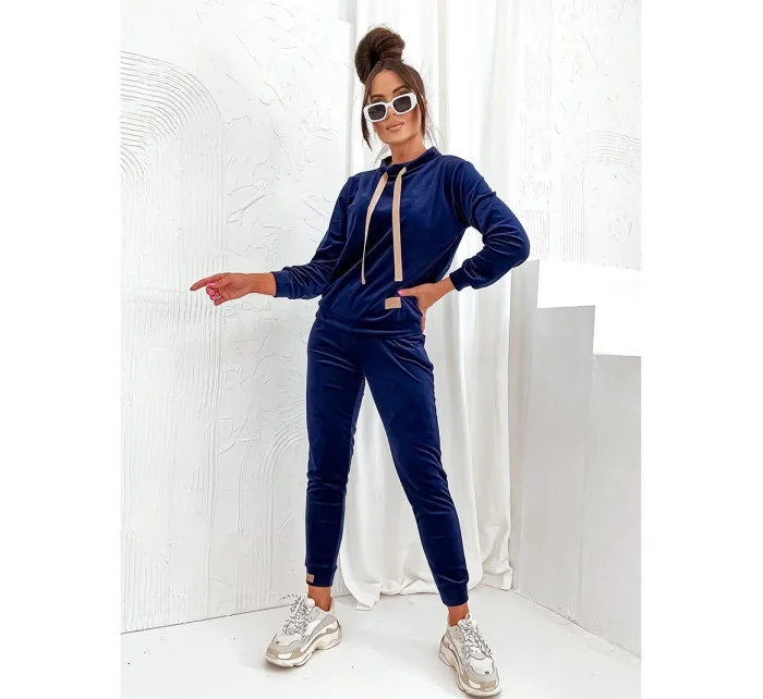 Tmavomodrá dámska velúrová súprava (637)