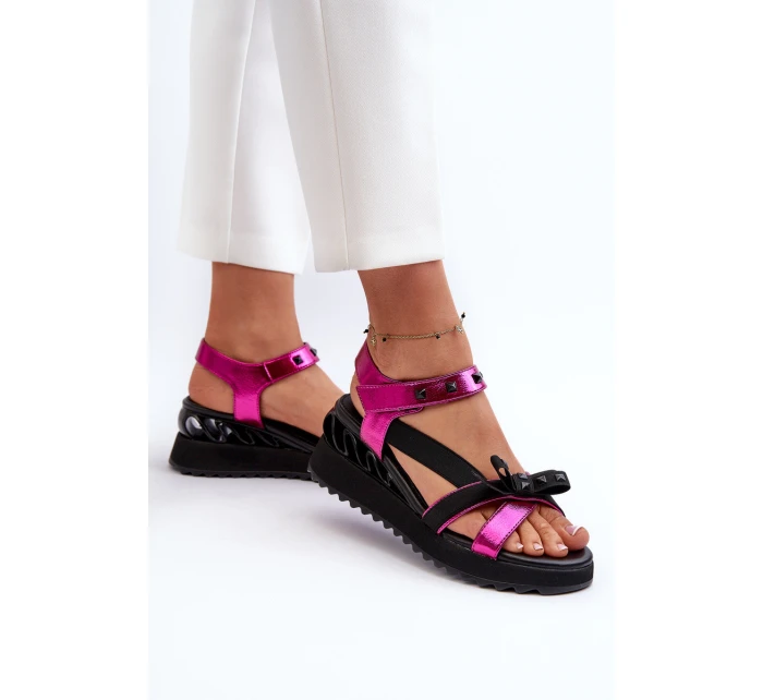 Dámské sandály s mašlí D&A model 21660353 fuchsie - S.Barski