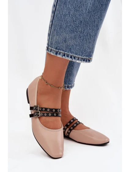 Dámské baleríny s pásky béžové Deliora