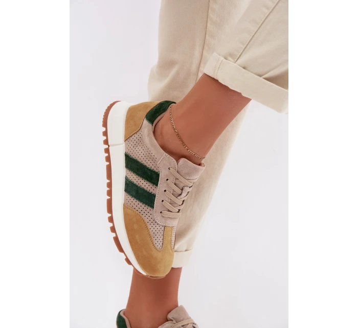 Dámské tenisky z pravé semišové kůže béžovo-žluté Marceline