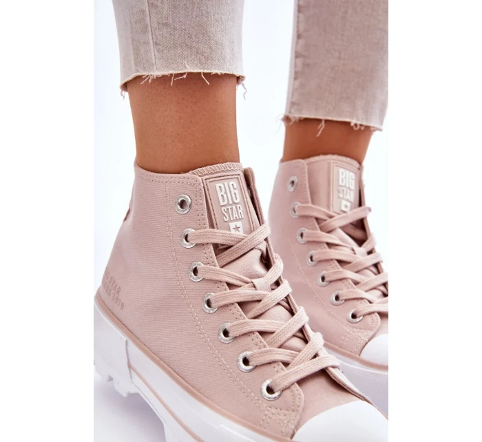 Vysoký Látkové tenisky na platformě Big Star LL274157 Nude Vysoký Látkové tenisky na platformě Big Star LL274157 Nude