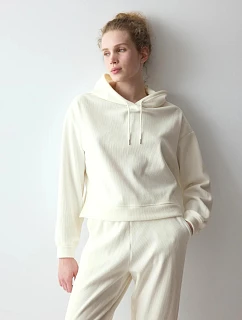 Dámska mikina Velour Rib Hoodie  Silk White ecru – TRIUMPH