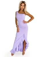 dlouhé šaty s volánem a asymetrickým výstřihem model 21101611 - numoco dlouhé šaty s volánem a asymetrickým výstřihem model 21101611 - numoco