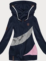 Hrubá dámska pruhovaná mikina tmavomodro-sivá (2302)