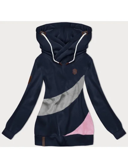 Tmavě hrubší dámská mikina s pruhy model 19678015 - 6&8 Fashion