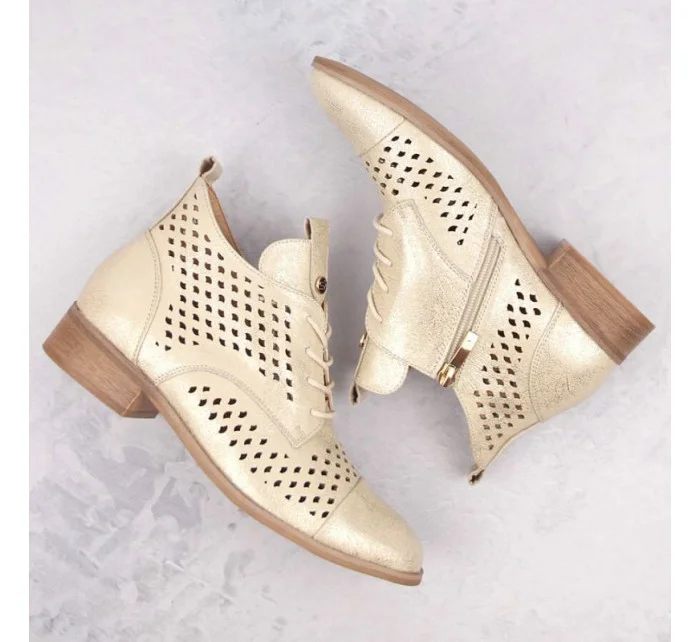 Ažurové boty W model 21939779 zlaté - Potocki