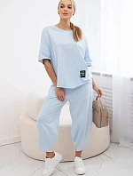 Súprava bavlnená blúzka + nohavice modrá