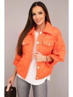 Dámska jarná prešívaná bunda s kvetinovým vzorom oranžová