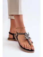 Dámské Ploché Sandály S Ozdobným Stříbrné model 21662044 - EVENTO Dámské Ploché Sandály S Ozdobným Stříbrné model 21662044 - EVENTO