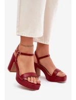 Eko Skórzane Sandały Na Słupku Bordowe Lillita Eko Skórzane Sandały Na Słupku Bordowe Lillita