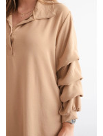 Nadrozmerné šaty s ozdobnými rukávmi Camel
