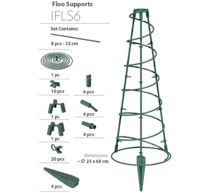FLOO PODPIERKY PODPIERKY PRE RASTLINY Kónické 25X60CM lesná zelená detské