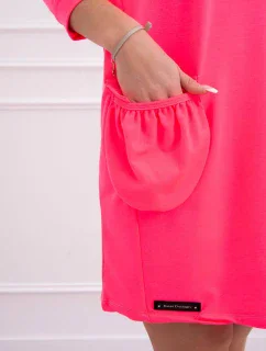 Šaty s kapucňou ružové neónové