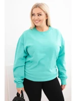 Dámská mikina Plus Size bavlněná basic s kulatým výstřihem tmavě mátová Dámská mikina Plus Size bavlněná basic s kulatým výstřihem tmavě mátová