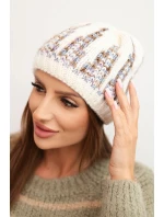 Dámská zimní čepice z vlny s krystaly model 21750402 grafitová - K-Fashion Dámská zimní čepice z vlny s krystaly model 21750402 grafitová - K-Fashion