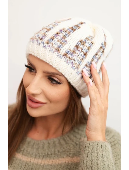 Dámská zimní čepice z vlny s krystaly model 21750402 grafitová - K-Fashion Dámská zimní čepice z vlny s krystaly model 21750402 grafitová - K-Fashion