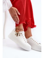Sneakersy Damskie Na Platformie Z Zawieszkami Białe Tivissa