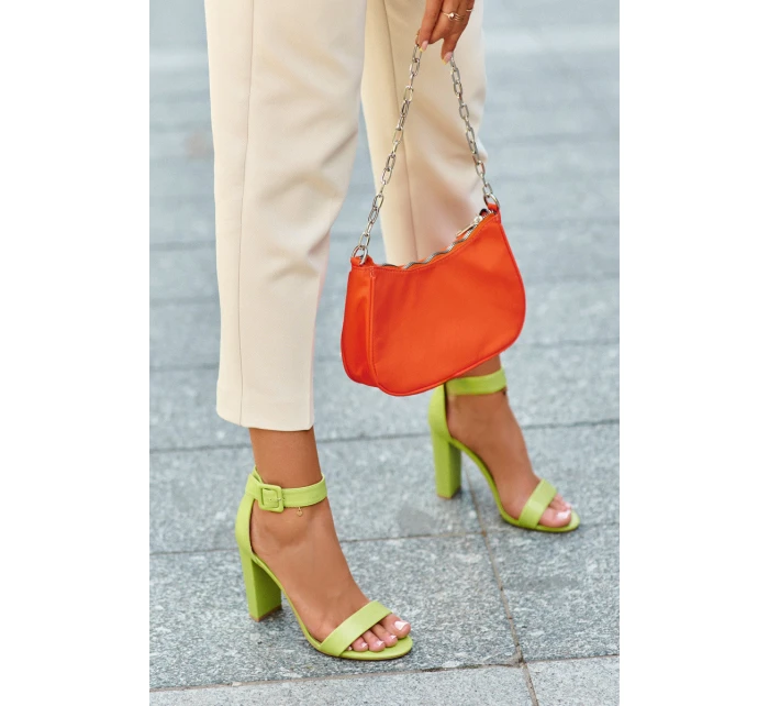 Sandałki Na Obcasie Neonowa Zieleń Georgina