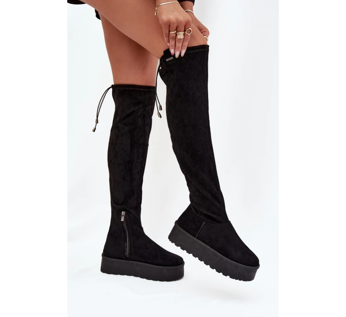 Kozaki Damskie Na Platformie Za Kolano Big Star SS274264 Czarne