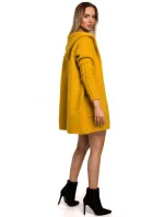 M556 Pletený sveter s kapucňou - vresová farba