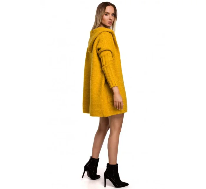 M556 Pletený sveter s kapucňou - vresová farba