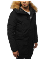 Pánska čierna zimná bunda parka TX3006