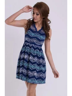 Dámske spoločenské šaty EMAMODA pokryté čipkou tmavo modré - Tmavo modrá / M - EMAMODA