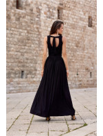 Dámské dlouhé šaty SUK0407 Černá se třpytem - Roco Fashion
