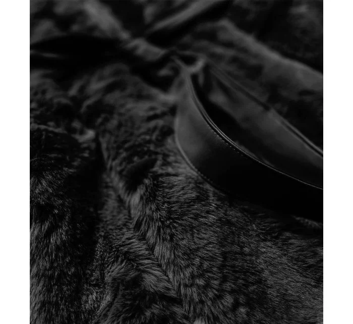 Čierna dámska Kožíšková vesta (BR9598-1)