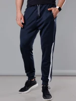 Tmavomodré a biele pánske tepláky s vložkami (8K172)