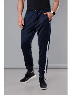 Tmavomodré a biele pánske tepláky s vložkami (8K172)