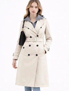 Klasyczny trencz z odpinanym kapturem Goodlookin  jasny beżowy (T2-2252#-12)