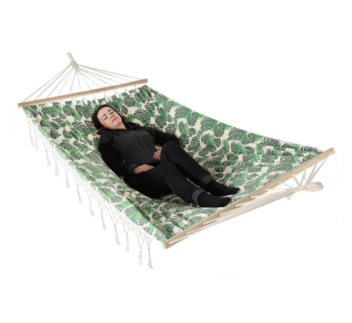ZÁHRADNÁ HOJDACIA SIEŤ PRE 2 OSOBY 200X150CM S TYČOU A STRAPCOM MIAMI NATURA JUNGLE