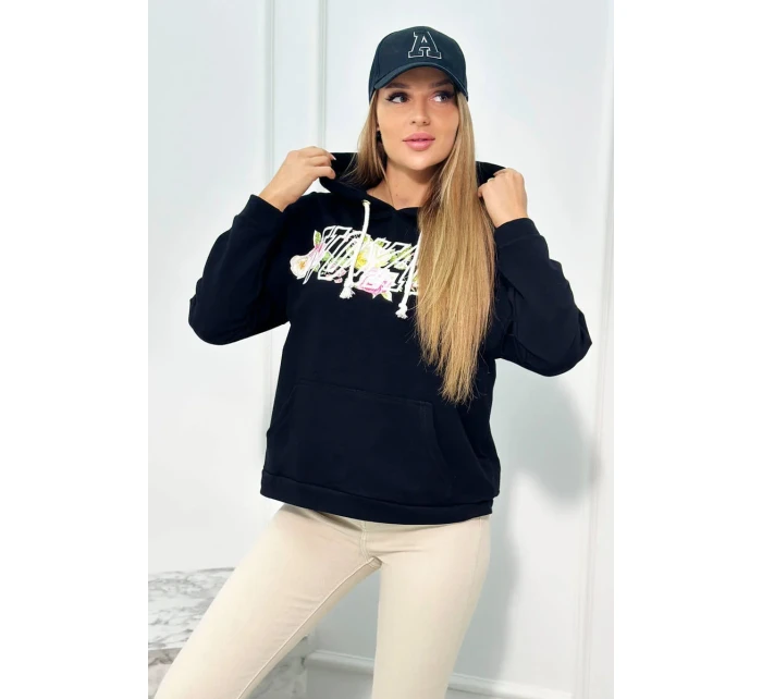 Mikina s nápisom Voyage čierny