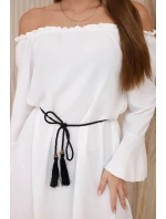 Šaty model 19639425 v pase se stahovací šňůrkou ecru - K-Fashion