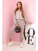 Súprava tepláky + nohavice maslová tkanina tmavo béžová