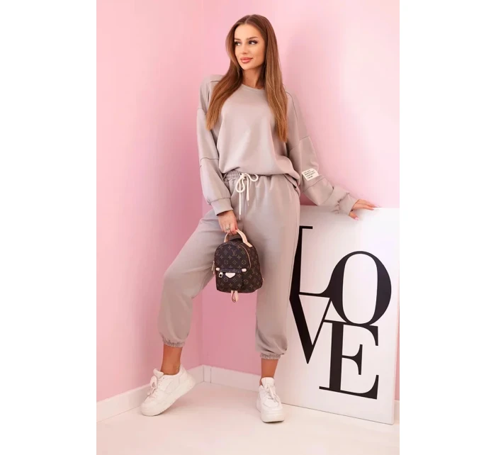 Súprava tepláky + nohavice maslová tkanina tmavo béžová