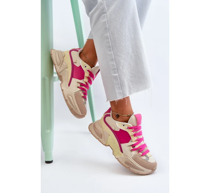 Snekersy Damskie Na Grubej Podeszwie Fuksja Peonema