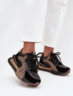 Kožené dámské tenisky na platformě Panterka model 21712452 Černé - Artiker