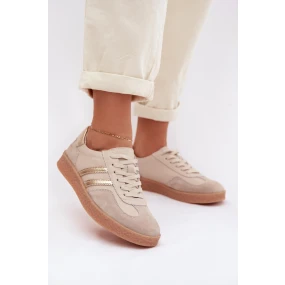 Kožené Dámské Tenisky LR61-7059 Béžové