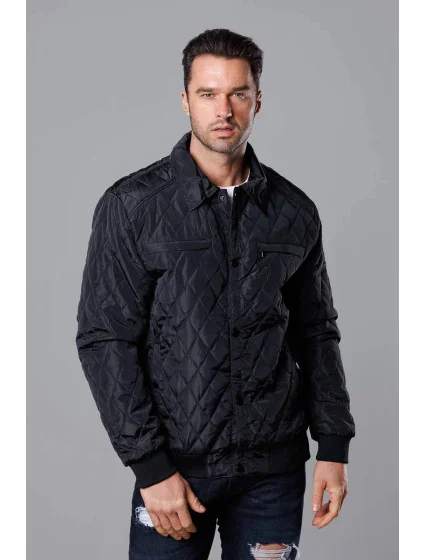Černá pánská prošívaná bunda s límcem model 18344894 - J.STYLE