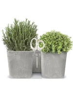 Kvetináč s bylinkami TWINS CUBE WITH CUTLERY WHITE