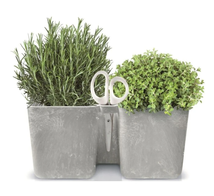 Kvetináč s bylinkami TWINS CUBE WITH CUTLERY WHITE