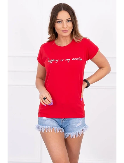 model 18743158 je moje kardio červená halenka - K-Fashion