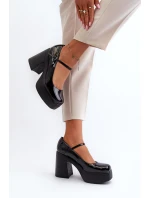 Półbuty Damskie Lakierowane Na Platformie I Słupku Big Star NN274004 Czarne Półbuty Damskie Lakierowane Na Platformie I Słupku Big Star NN274004 Czarne